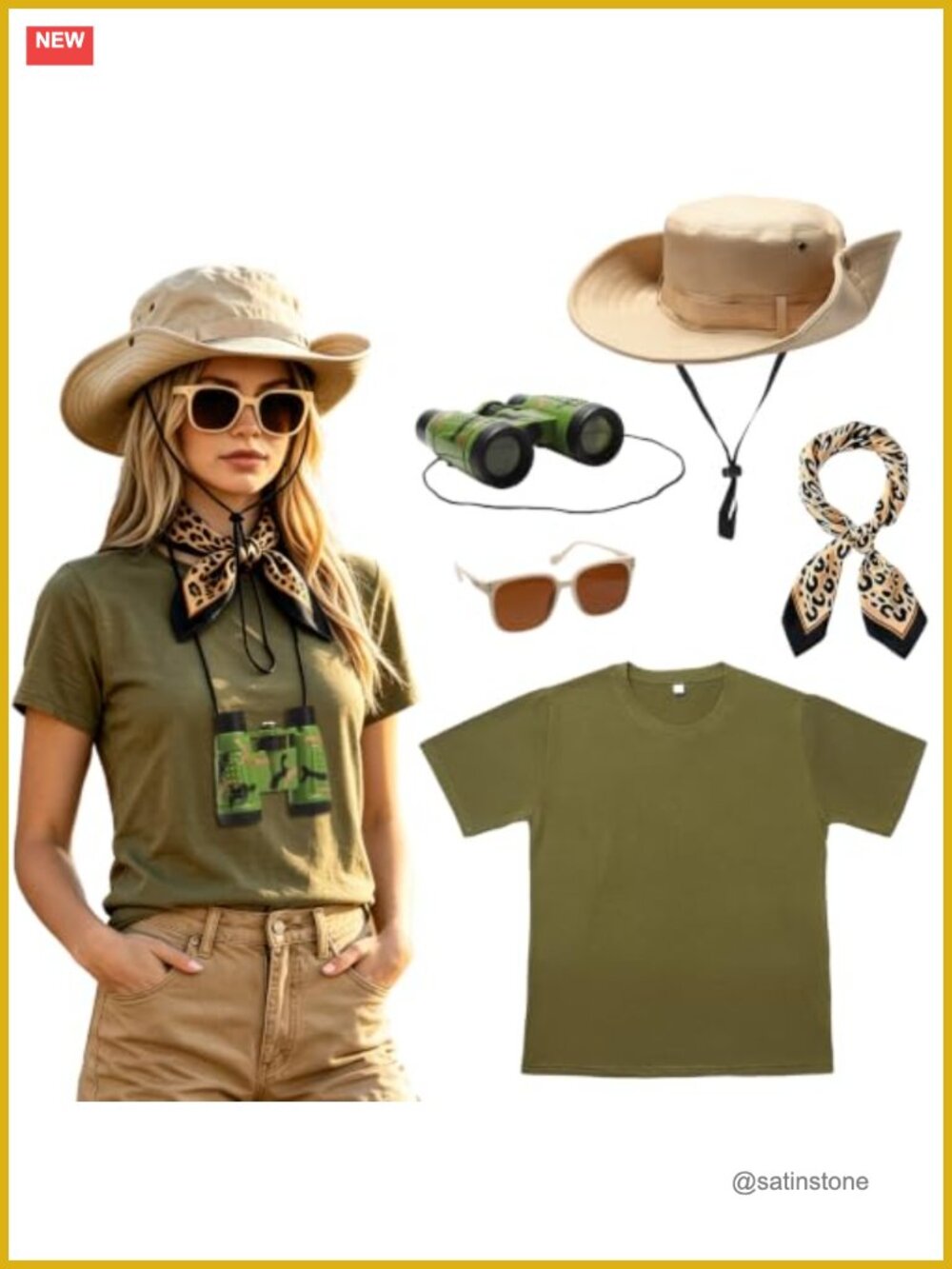Safari Zoo Keeper Costume Set Explorer Outfit 5 Pieces